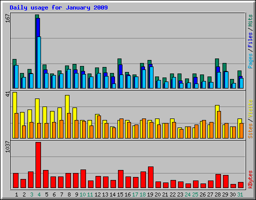 Daily usage for January 2009