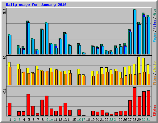 Daily usage for January 2010