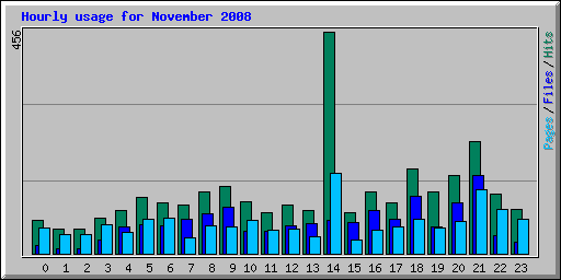 Hourly usage for November 2008