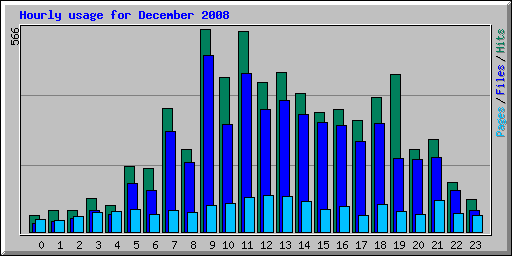Hourly usage for December 2008