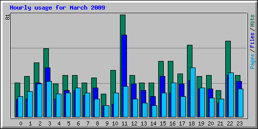 Hourly usage for March 2009