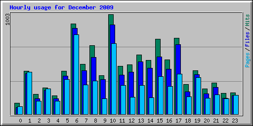 Hourly usage for December 2009