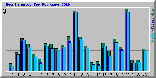 Hourly usage for February 2010
